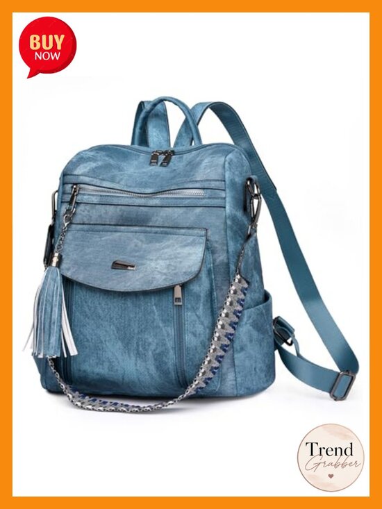 Faux Leather Convertible Backpack Purse for Women Travel Daypack